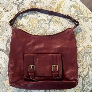 Fósil burgundy slouched leather bag